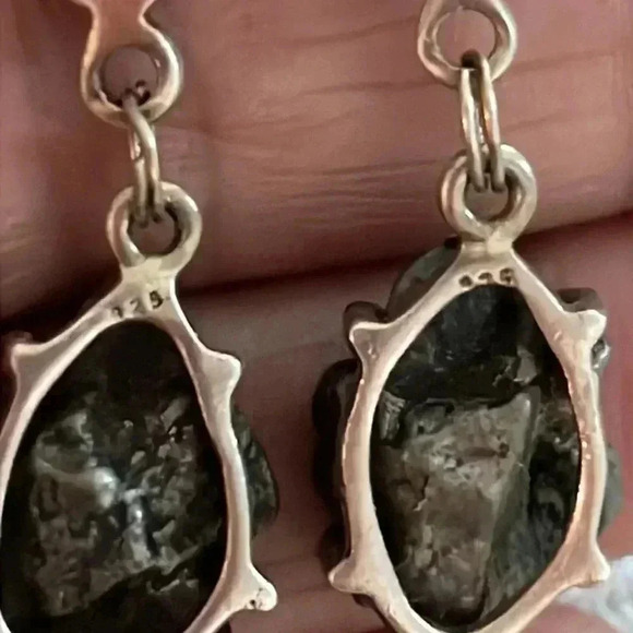 Sterling silver 924 meteorite with quarts earrings - Picture 6 of 6